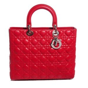 Christian Dior Lambskin Cannage Large Lady Dior Red